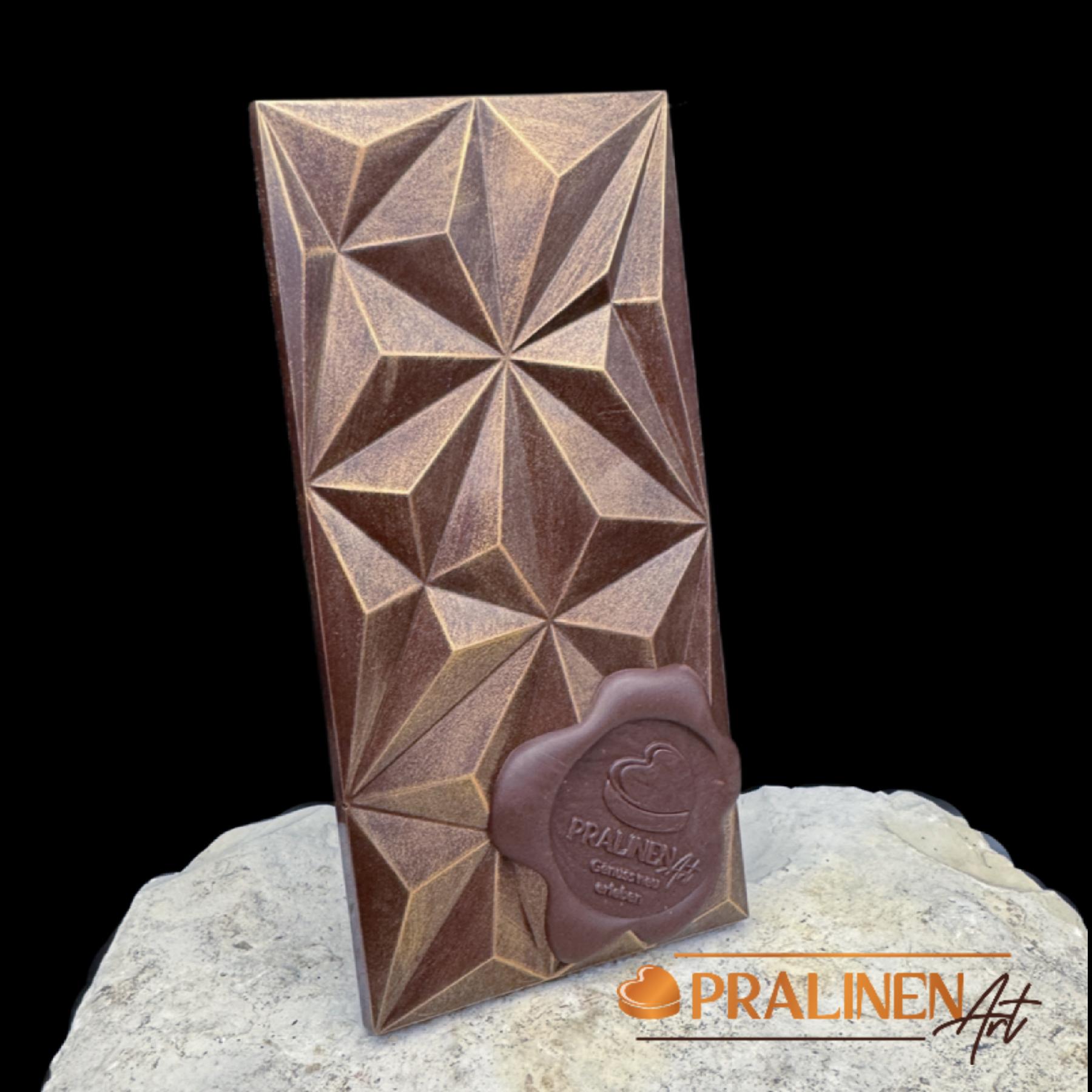 Relief Schokoladentafel aus dunkler Schweizer Edel-Schokolade (mind. 70% Kakao)