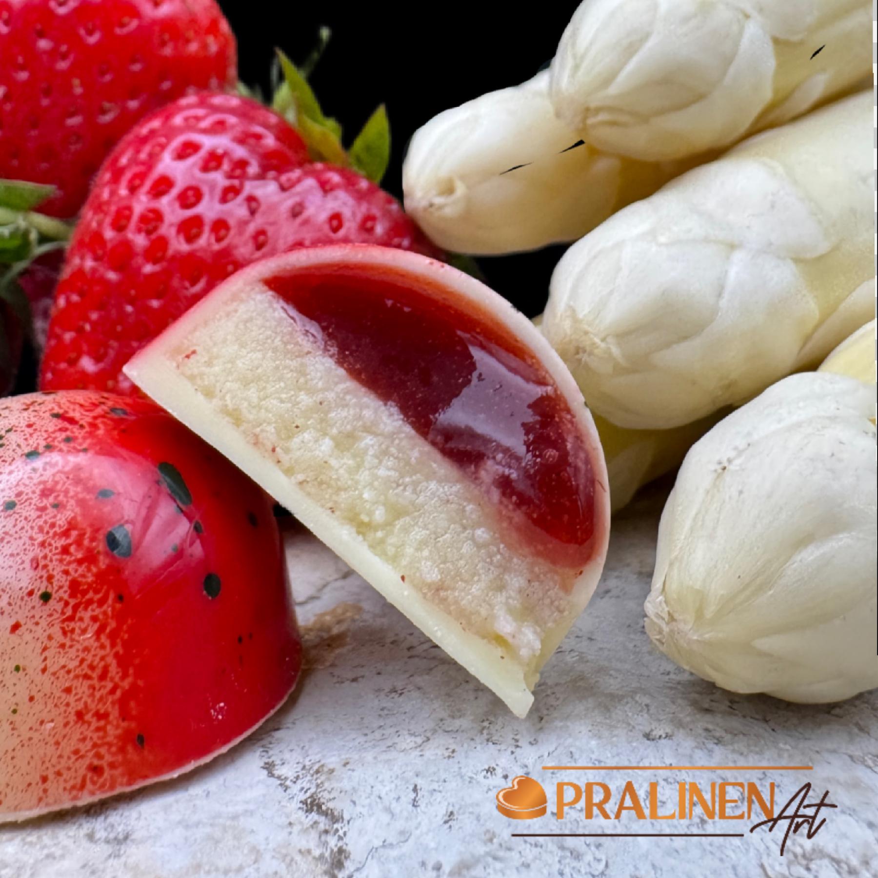Spargelino Erdbeertraum Pralinen - Spargelpralinen mit Kremmener Spargel | 4 St&uuml;ck