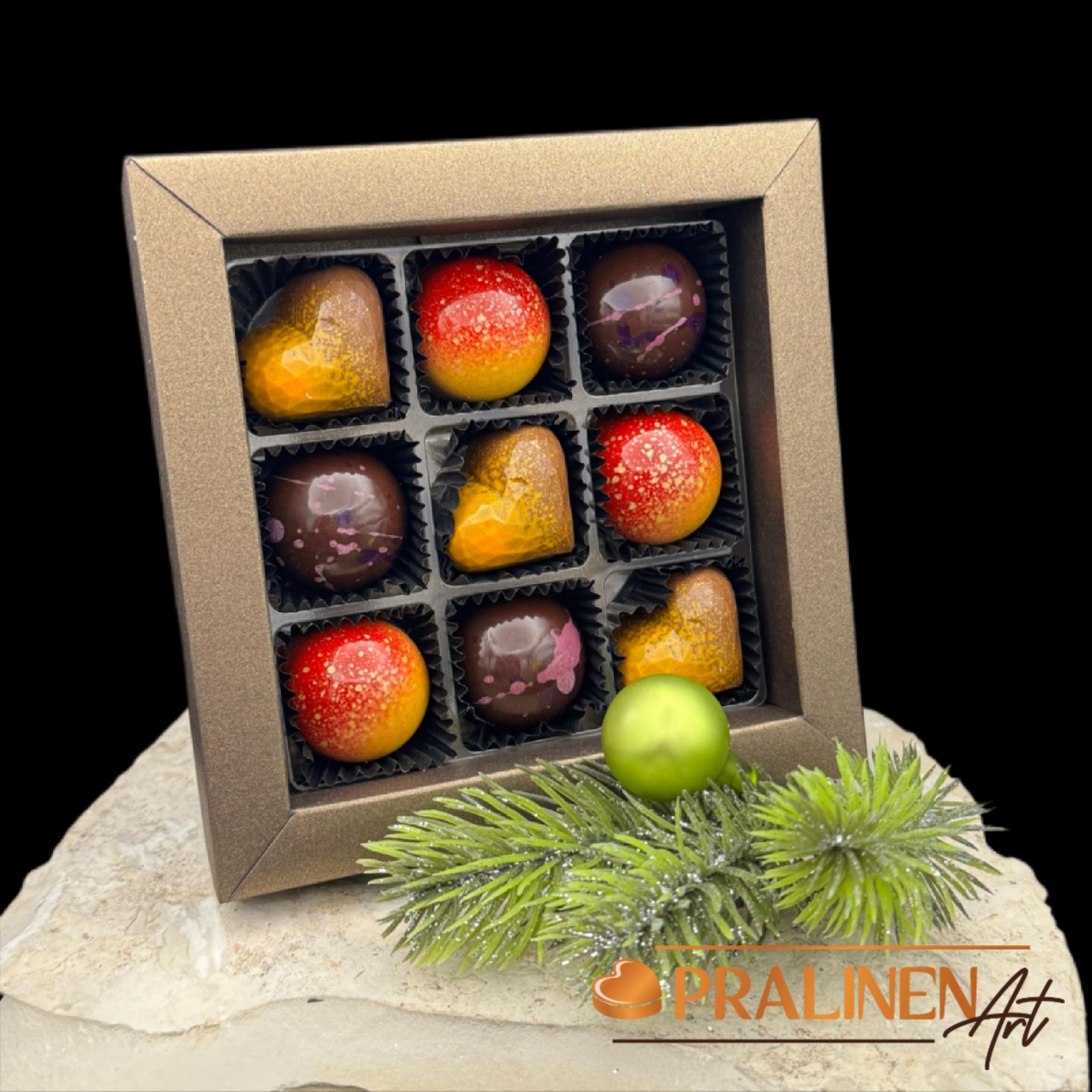 Wintergenuss - Pralinen 2025 von PralinenArt mit 9 edlen handgefertigten Pralinen