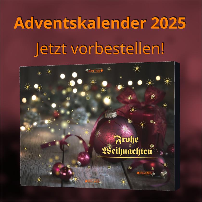 Exklusiver Adventskalender 2025 mit edlen Pralinen & Schokolade - weinrot