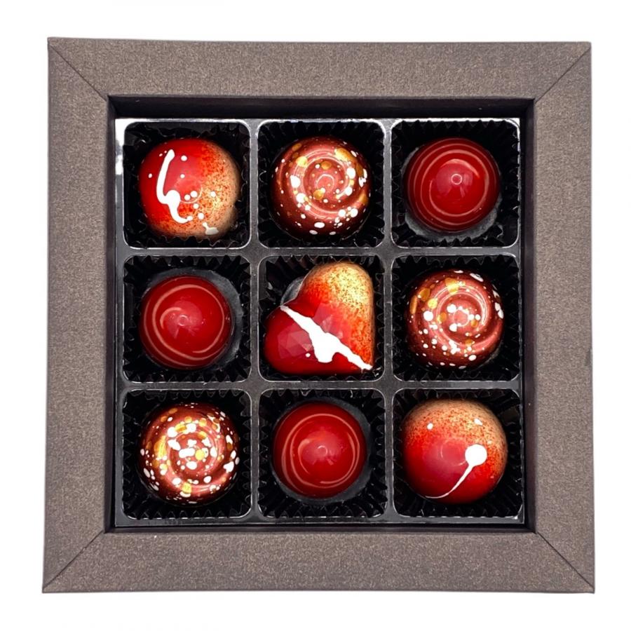 Fr&uuml;chte - Genu&szlig; in ROT | mit Alkohol | 9 Pralinen