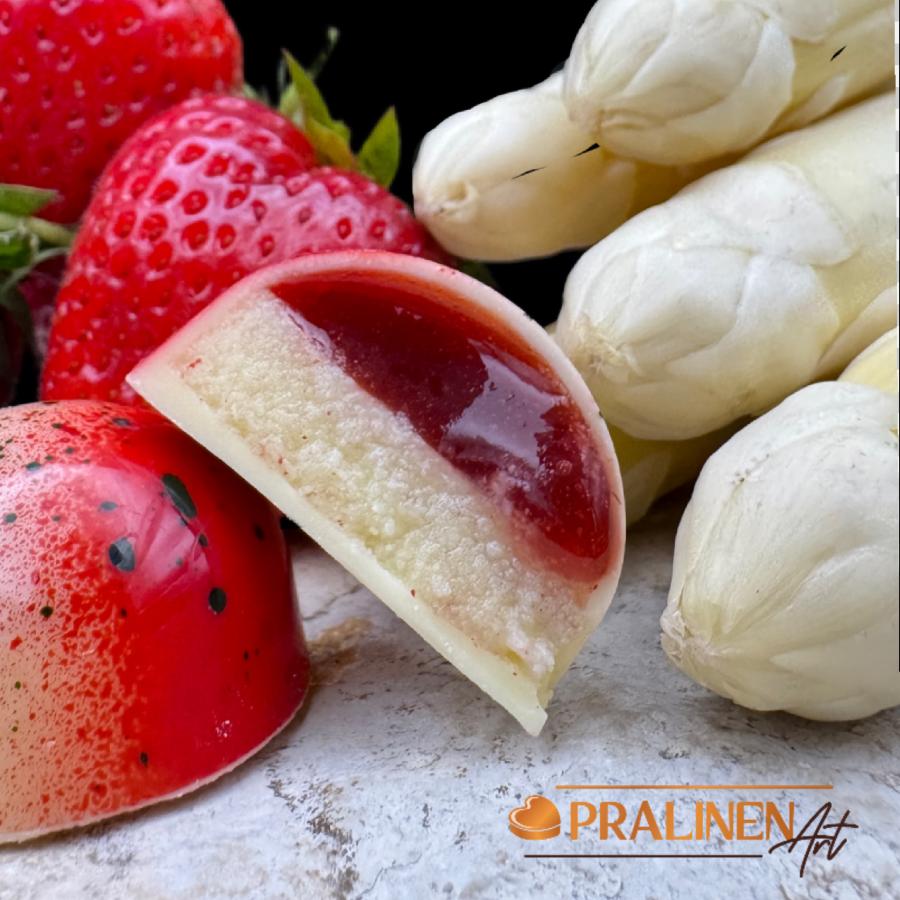 Spargelino Erdbeertraum Pralinen - Spargelpralinen mit Kremmener Spargel | 4 St&uuml;ck