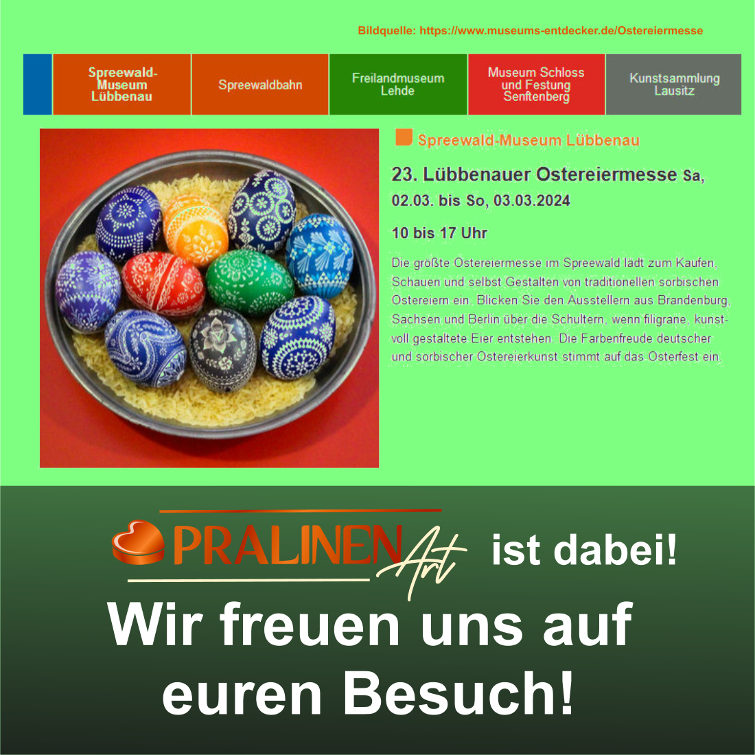 23. Ostereiermesse L&uuml;bbenau - Pralinenart ist dabei