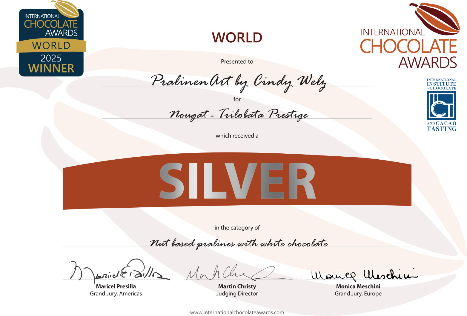Pralinenart international Chocolate Awards Cindy Welz