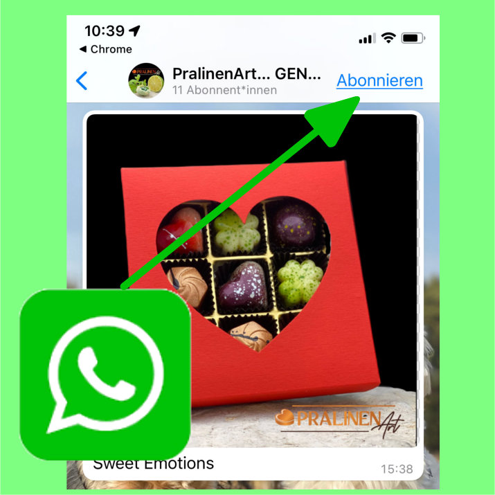 WhatsApp-Schokoladen-Kanal von PralinenArt abonnierbar